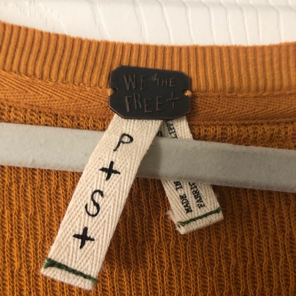 Free People mustard thermal w/ detail SMALL - Picture 2 of 4